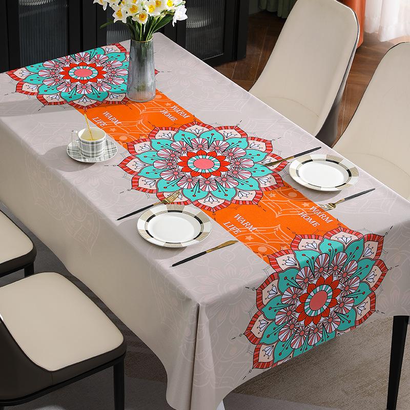 

Скатерть в этническом стиле Водонепроницаемая, Маслостойкая, Защищающая от ожогов и Не оставляющая следов Скатерть Атмосфера Скатерть на кофейный столик Коврик для обеденного стола Бытовая 140*180cm