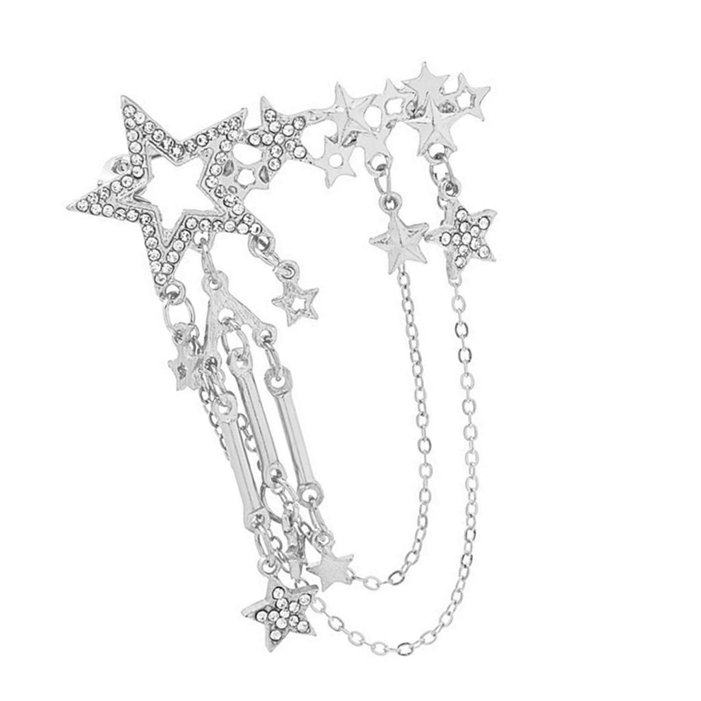 Elegancka broszka gwiazda z cyrkoniami z łańcuszkowym frędzlem dla kobiet stylowy dodatek do dekoracji sukienek i płaszczy