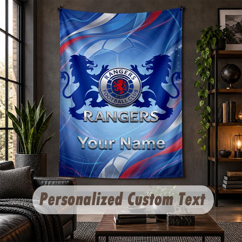 Wall Tapestry Rangers FC Print Custom Name Text Wall Hanging Home Decor