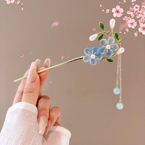 Haarnadel mit Quastenblume im antiken Stil, Damen High-End-Temperament, All-Match Hanfu Haarnadel, Am Hinterkopf zu befestigen, Haarnadel