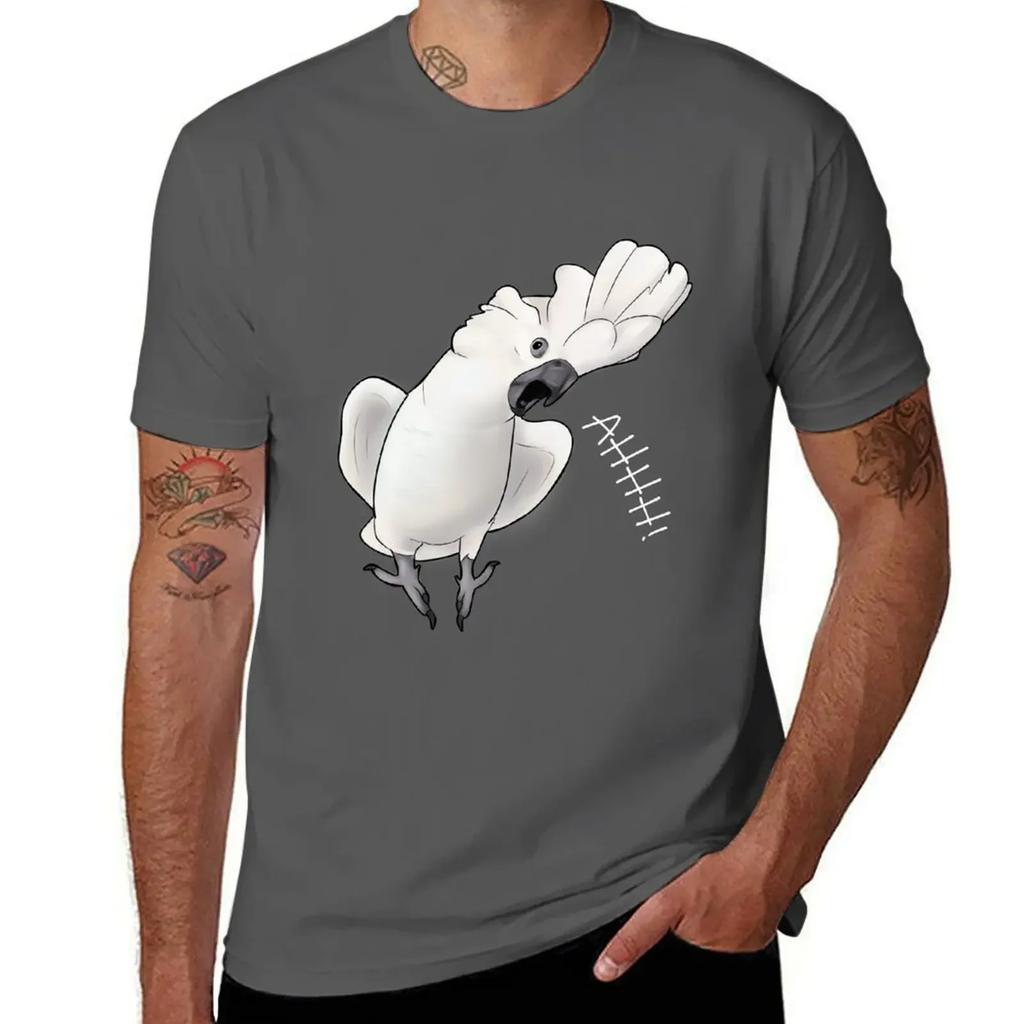 Screaming Cockatoo T-Shirt Graphics Oversizeds Shirts Graphic Tees Boys Whites Mens T Shirts Casual Stylish