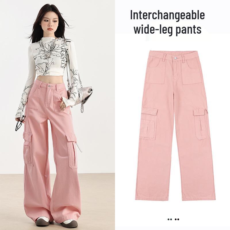 Women's High-Waist Fleece-Lined Wide-Leg Jeans, Retro Workwear Style for Autumn/Winter 2024