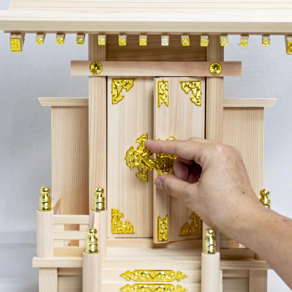 Fitpost Shinto Shrine, Naka Shinmei, Made in Japan, 820312, Natural, Approx. 36 x 19 x 40 cm (13.5 x 7.5 x 15.5 inches), (Oshinfuda-size) Approx. 26