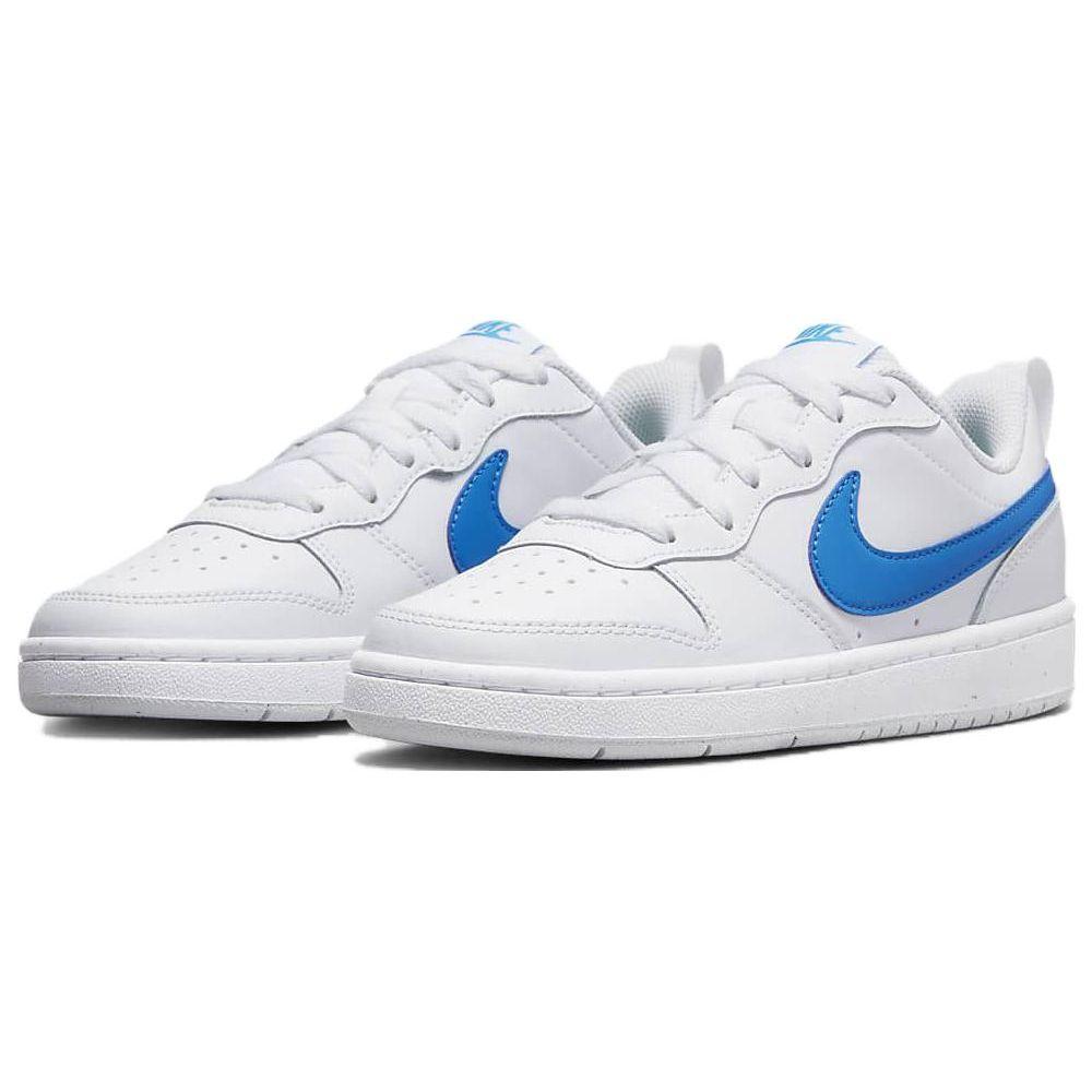 Nike Court Borough Low 2 GS BQ5448-123 White Blue Green Kids Sneakers
