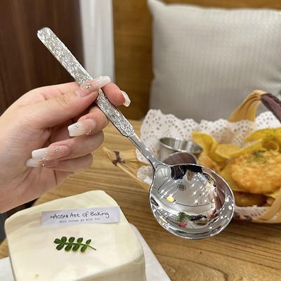 19,5 cm Edelstahl Rundlöffel Abendessen Langer Griff Rühren Dessertlöffel Für Küchenzubehör Gadgets