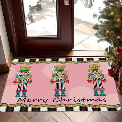 Christmas Nutcracker Welcome Doormat Non-slip Quick-dry Entrance Hallway Doormat Bathroom Toilet Carpet Home Decor