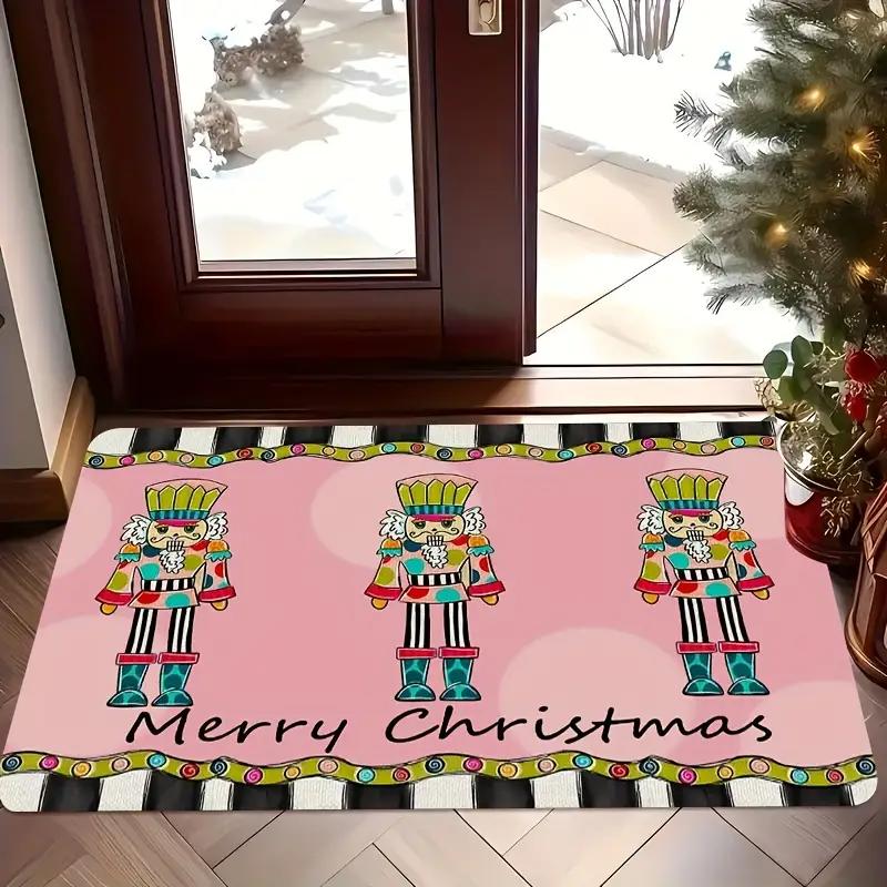 Christmas Nutcracker Welcome Doormat Non-slip Quick-dry Entrance Hallway Doormat Bathroom Toilet Carpet Home Decor 40x60cm 16x24inch