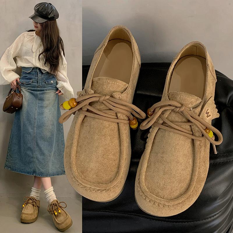 Μοντέρνα παπούτσια καγκουρό γυναικεία φθινοπωρινά νέα ρετρό ευέλικτα τεμπέλικα ρηχό στόμα casual loafers