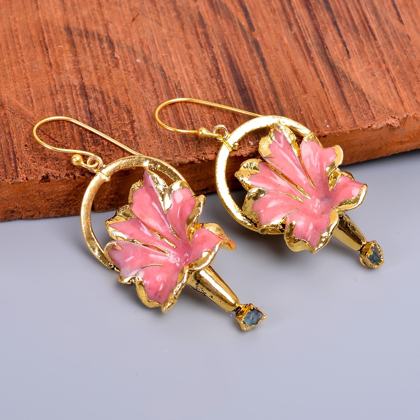 

Натуральный опал, золотистая отделка, висячие, подарок для сестер, гальванопластика, новые серьги, украшения V-73