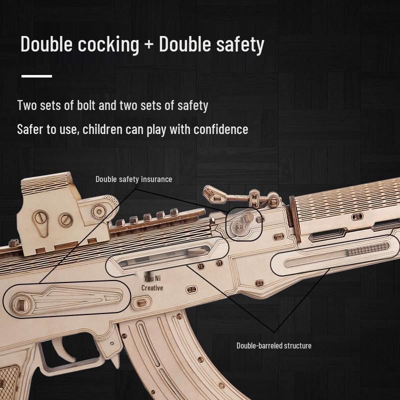 Wooden DIY AK Toy Gun Model Building Blocks - Educational Gift for Children's Day