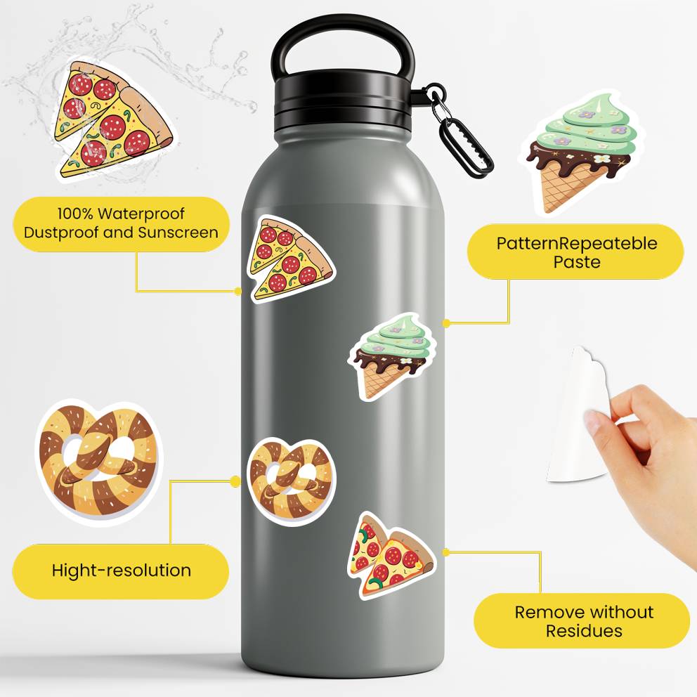 35pcs-50pcs Cartoon Dessert Stickers Vibrant Food Stationery Stickers Graffiti Decals For Laptop Motorcycle Luggage Phone