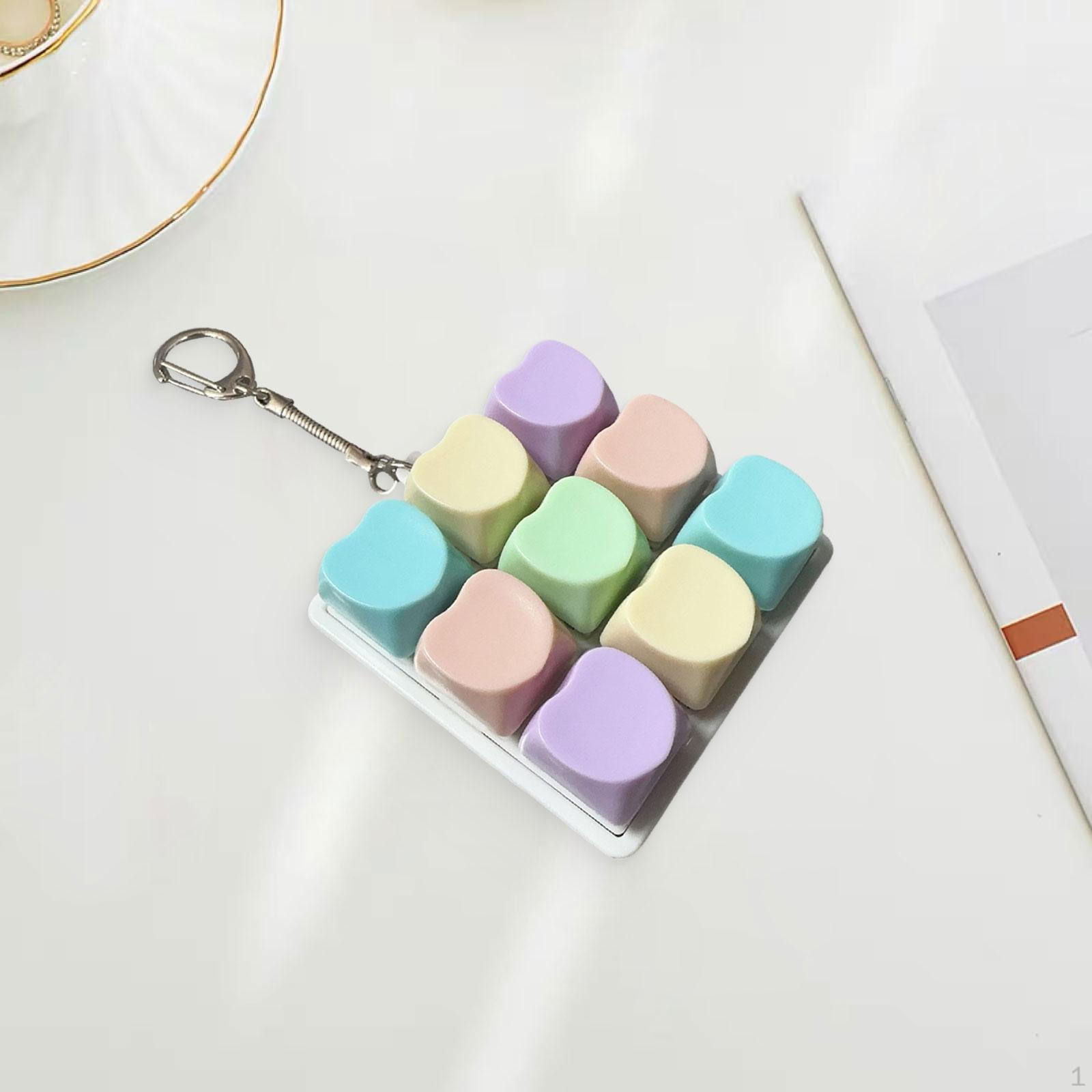 

Keyboard Toy Cube Pass Time for Adults Lightweight Portable with Keychain Macaron Heart