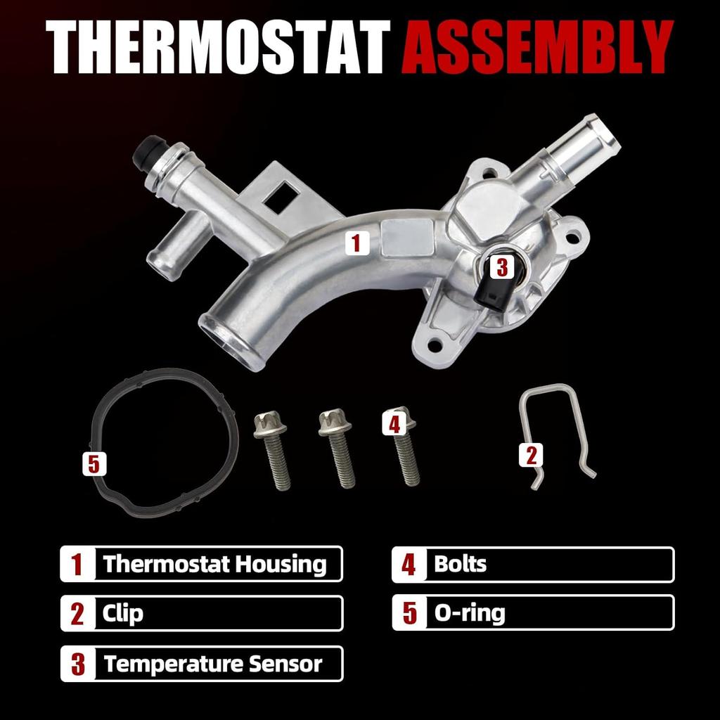 MITZONE Upgraded Aluminum Coolant Housing Water Outlet Compatible With 2011- Chevy Cruze Sonic Trax Volt Buick Encore 1.4L Replace 25193922 902-846