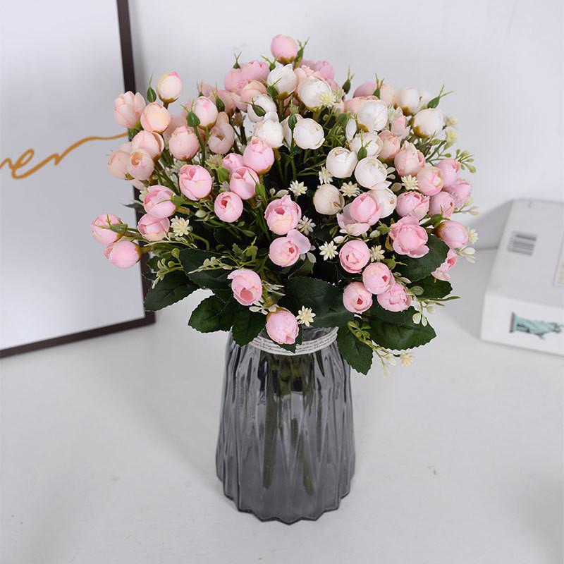 Simulated Rose Small Bouquet Multi Head Flower Bud Wedding Hotel Home Decoration