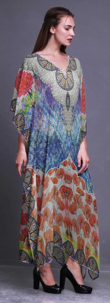 Phagun Circle|Floral & Wheel Ethnic Womens Long Beach Kaftan Beachwear Bikini Coverup Maxi