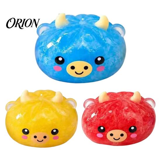 Soft Pinchable Toys Cute Cow Bun Squishy Toy, Transparent Slow Rebound Squeeze Ball, Ice Desk Ornaments for Stress Sand Fidget Relief Vent Toy