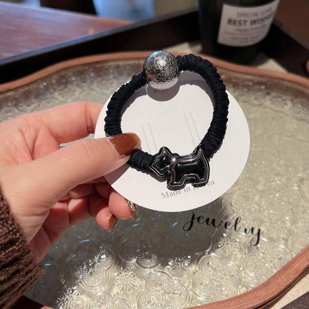 Maillard Cute Puppy Pearl Sausage Hair Ring - Ponytail Holder & Bun Headdress for Girls