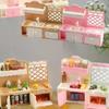 1/12 Dollhouse Simulation Kitchen Display Cabinets Model Dollhouse Miniature Kitchen Furniture Decoration Pretend Play Toys