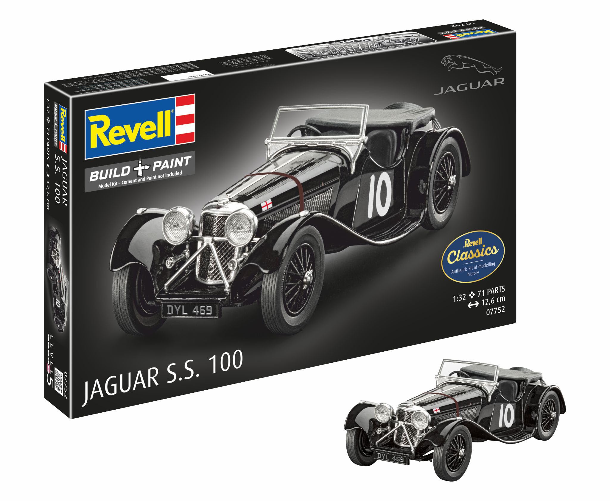 Revell Германия 1/32 Jaguar S.S.100 Гоночный автомобиль Пластиковая модель 07752 (Автомобиль)