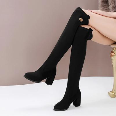 Fashion Women's Shoes 2024 Hot Sale Slip-on Women's Boots Fashion Metal Decoration Modern Boots Women New Round Toe Knee-High Boots
