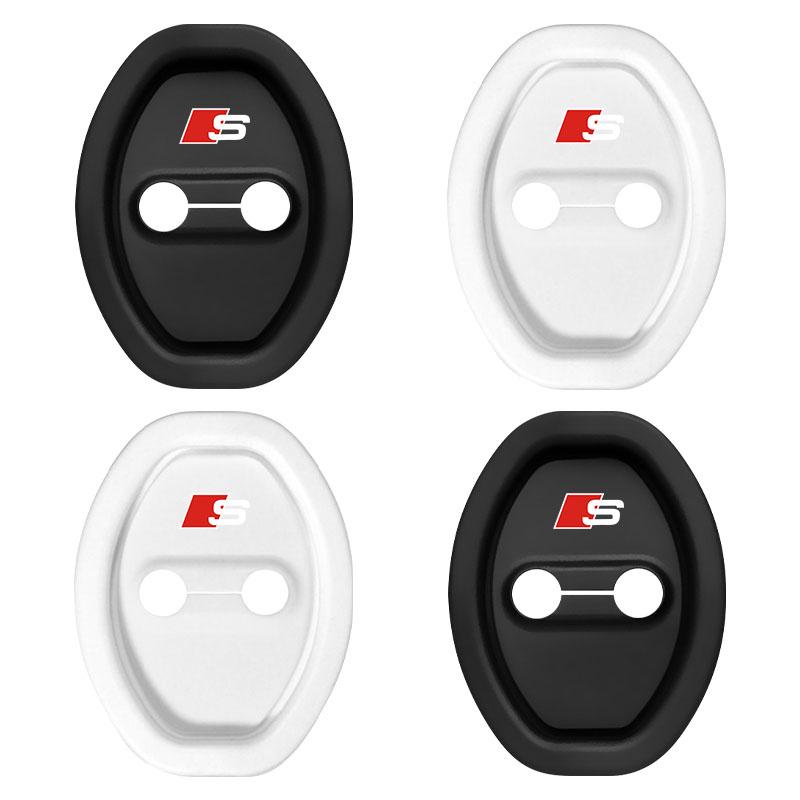 4ks Kryt zámku dveří auta s LOGEM Audi Silikonový chránič Auto příslušenství Pro Audi Q1 Q4 Q5 Q6 Q7 Q8 RS4 S6 B8 Quattro TT Ozdobte A1 A2 A3 A4 A5 A6 A7 A8