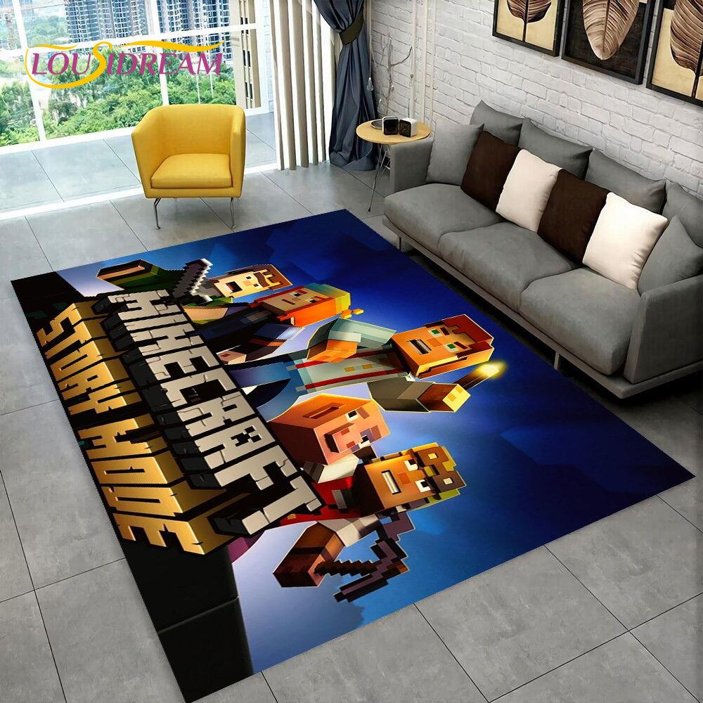 3D MC Sandbox Games Gamer Cartoon Area Rug,Carpet Rug for Living Room Bedroom Sofa Doormat Decoration,kids Non-slip Floor Mat