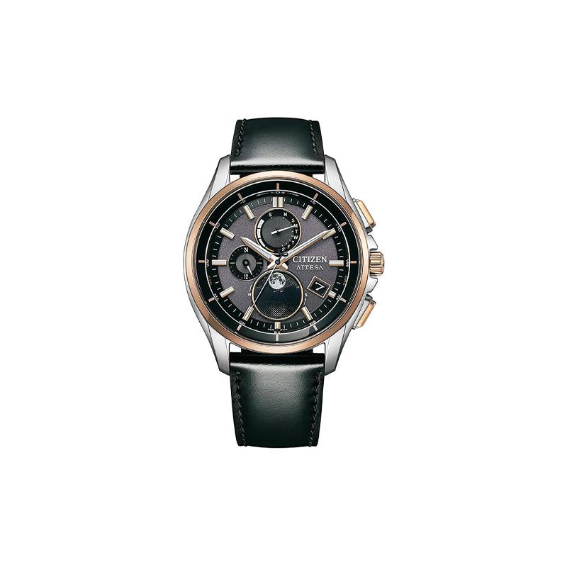 

CITIZEN Attesa series 100 meters waterproof solar Quartz cowhide strap men s watch black dial BY1004-17X чорний