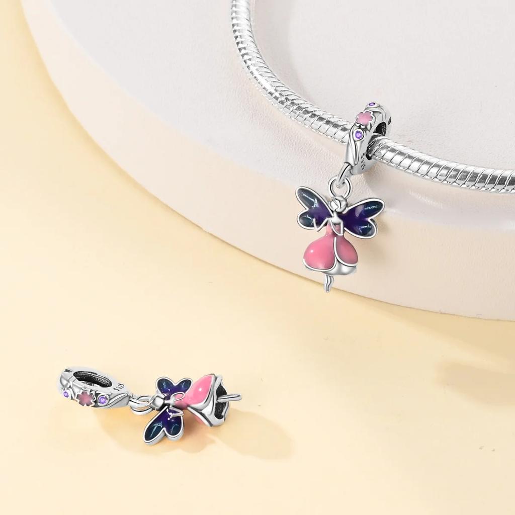 Original Copper Charms Butterfly Flower Girl Beads Fit Bracelet Accessories Women Jewelry Making Fine Jewelry Gift