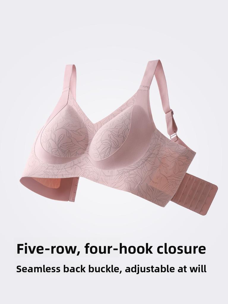 Plus Size Crescent Lifting Soft Support Bra, Ultra-Thin Shell Cup Anti-Gravity Anti-Sagging Side Support Wireless Seamless Women's Lingerie