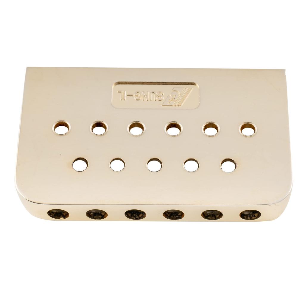 Musiclily Pro Hardtail Bridge Modern Style Saddle Fixed Bridge for ST TL Electric Gold 10.5mm Non-Tremolo Strat/Telecaster Guitar,