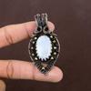 Natural Rainbow Moonstone Gemstone Handmade Copper Wire Wrap Pendant 2.76" I4N16