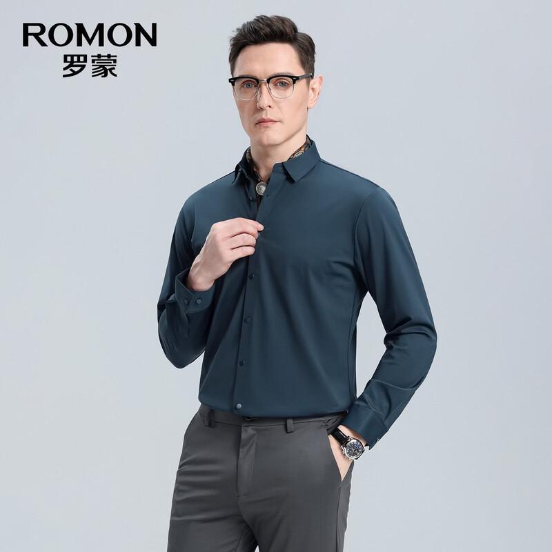 ROMON Men's Long Sleeve Wrinkle-Free Business Shirt