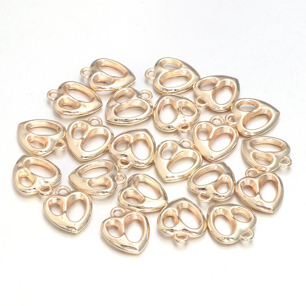 20pcs/lot 6 Style Heart Shape CCB Pendants Charm Necklace Earring Pendants For DIY Jewelry Making Bracelet Handmade Accessories