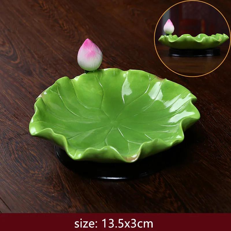 Buddha Hall Ceramics Lotus Leaf The Fruit Plate Ornaments Living Room Coffee Table Snack Plate Bogu Frame Home Decor Supplies