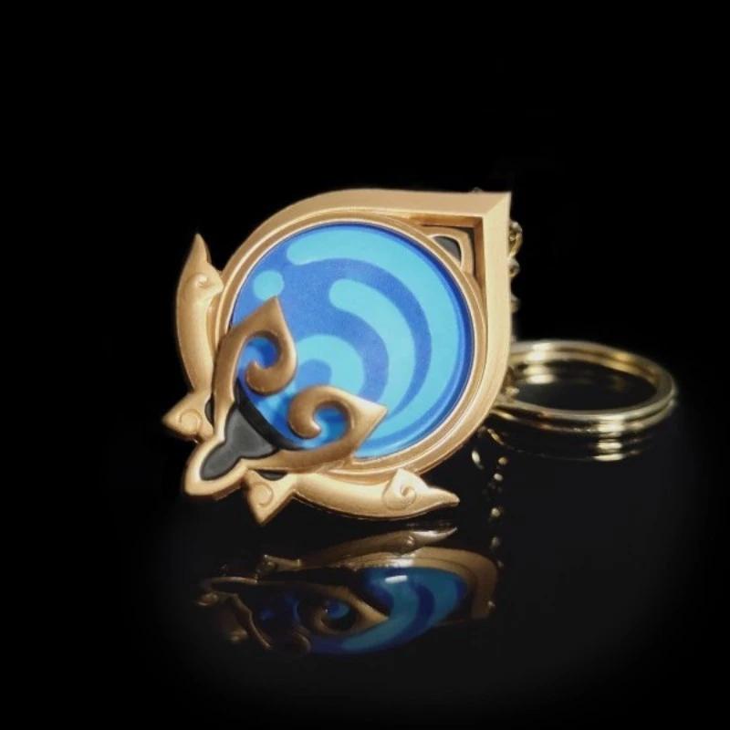 New Teyvat Vision Fontaine Water God Focalors Lyney and Lynette Keychain Luminous 7 Element Eye Of God Toy KeyRing