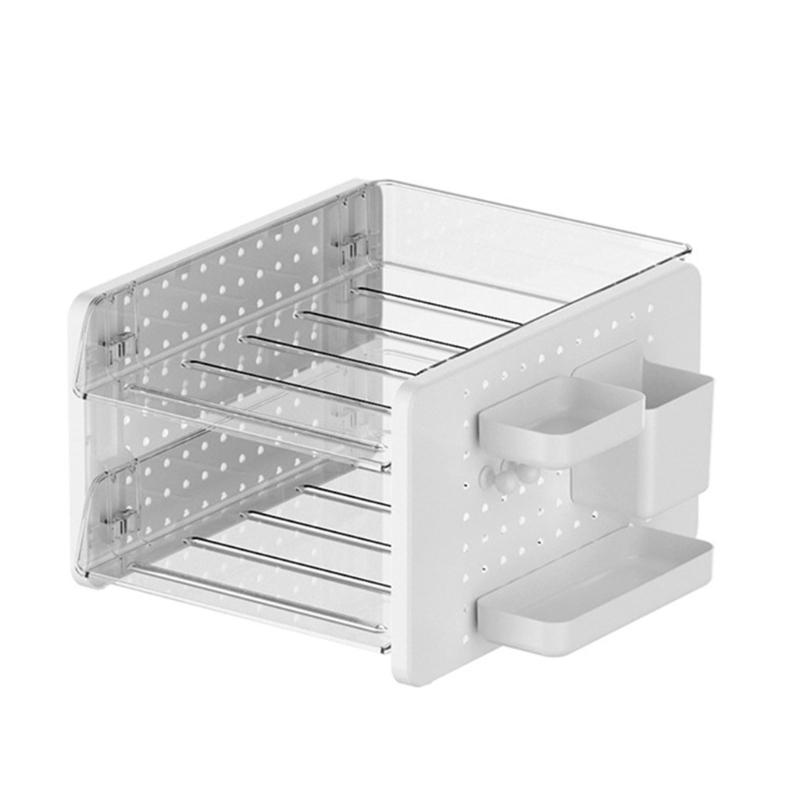 

Multifunctional Desktop Organizer 2/3 Tiered File Tray Stackable Paper Letter Tray Organizers With Pen Cup and Pegboard