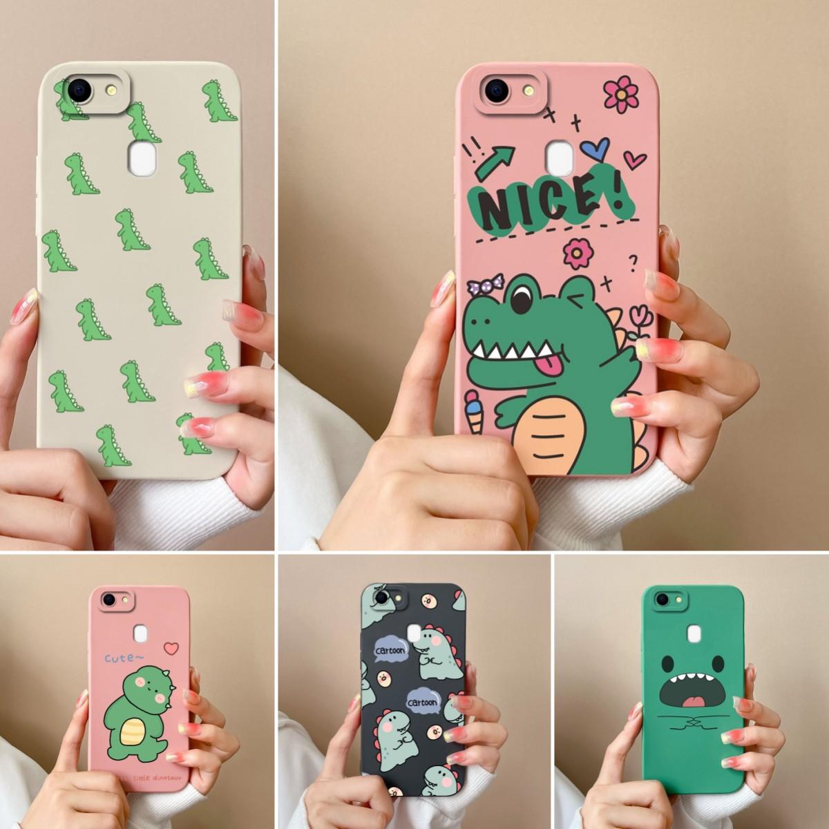 

For Oppo F5 F15 F7 F9 F11 F21 F17 F19 Pro Plus Phone Case Cute Anime Dinosaur Pattern Soft Slim Silicone Camera Protection Cover For Oppo Bumper Shell Realme Narzo N61