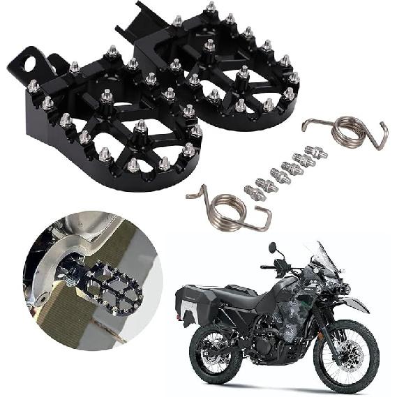 JFG RACING Motorcycle Footpegs Foot Pegs Pedals Rests CNC For KLR 650 KLR650 1987-2018 -2024 Black