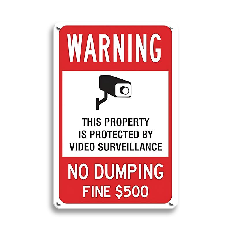 Vintage Tin Sign Retro Warning Metal Sign Video Surveillance Signs No Trespassing Sign Poster For Garage Home Man Cave Wall Deco