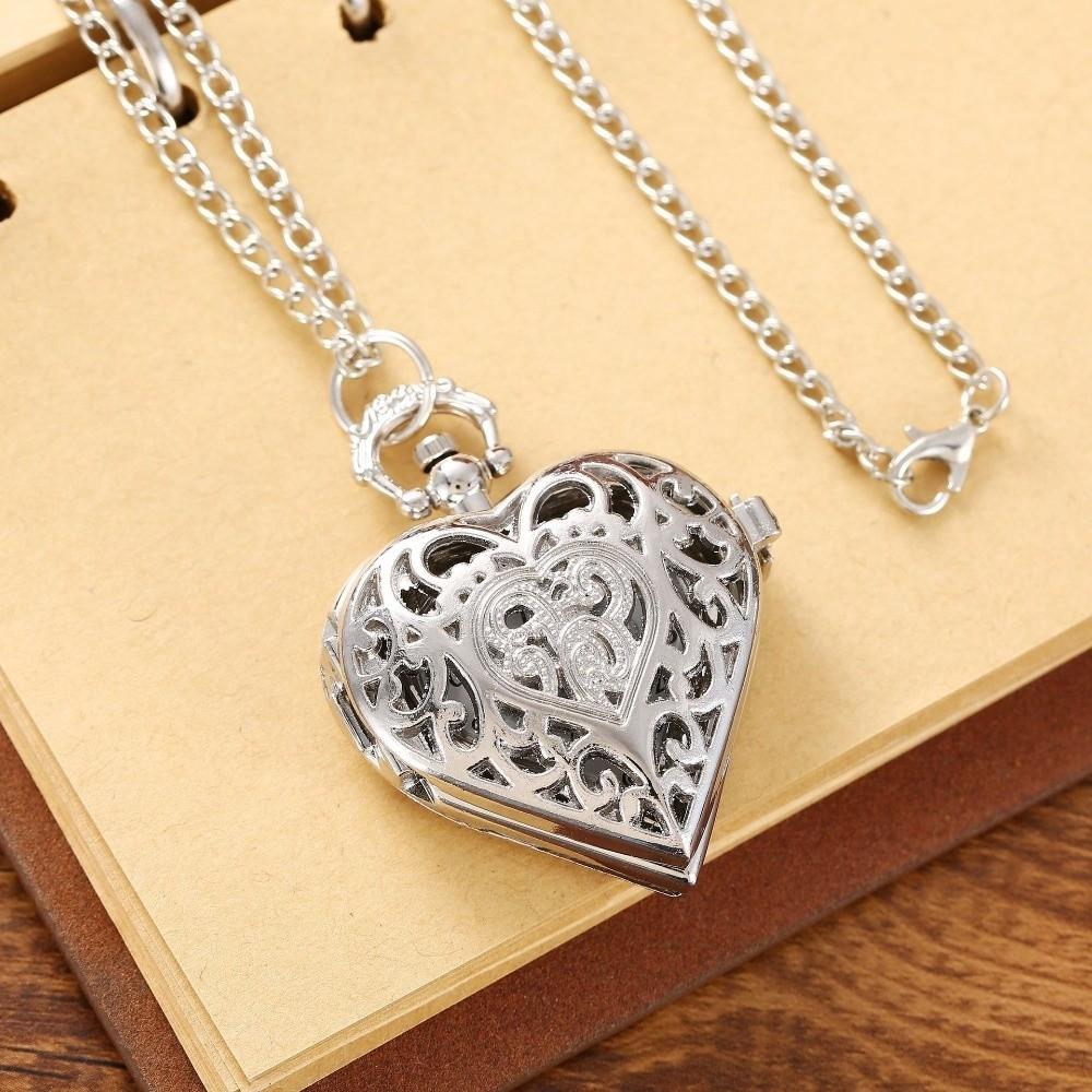 Herzförmige Halskette Uhr Quarz-Anhängeruhr Exquisite Taschenuhr Modeaccessoires