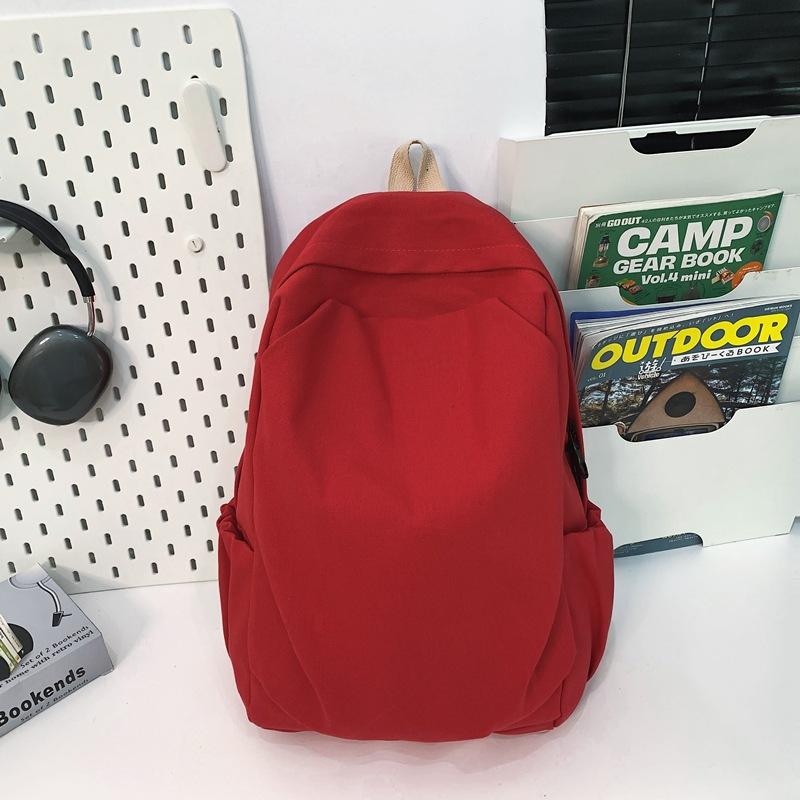 Schoolbag1011 New Solid Color Corduroy Fashion Casual Backpack Women's Simple Design Lightweight Couple Plush Backpack Women