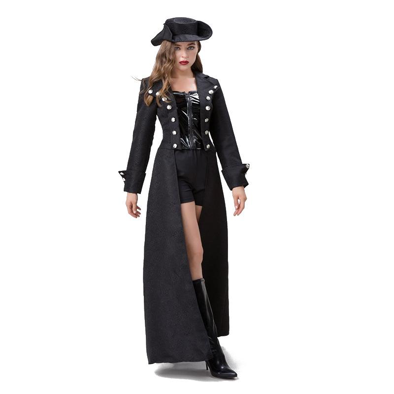 Cosplay medieval steampunk zipper female adult long trench coat cardigan stage performance suit