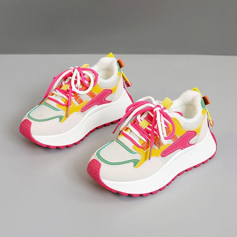 

BN016-2 New winter platform women s shoes heightened platform velvet student splicing sports velvet board shoes 40 червоний