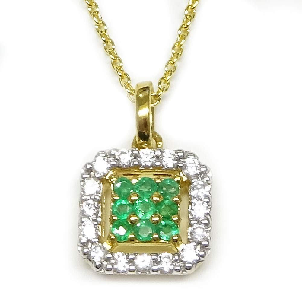 [Your and My Jewelry Box] Emerald Necklace Pendant with CZ Diamond Surround - Mystery Square Necklace