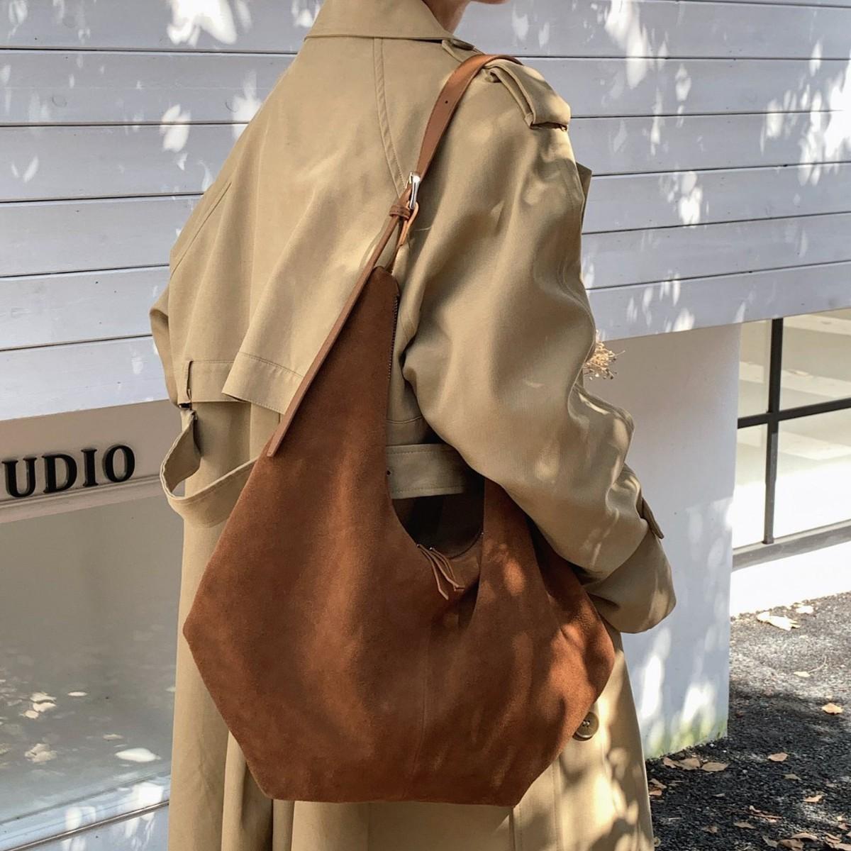 

/ Новая сумка-тоут из натуральной кожи, антибархатная матовая кожа, повседневная ленивая сумка через плечо, большая вместимость, сумка под мышкой 24x14x40cm