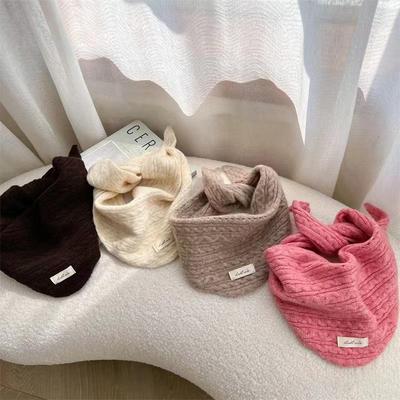 Koreański Dzianinowy Szalik Wełniany dla Dziecka Zimowy Ciepły Szal Kaszmirowy dla Chłopca Dziewczynki Śliczny Trójkątny Szalik Bandana Dziecięca Chustka na Szyję