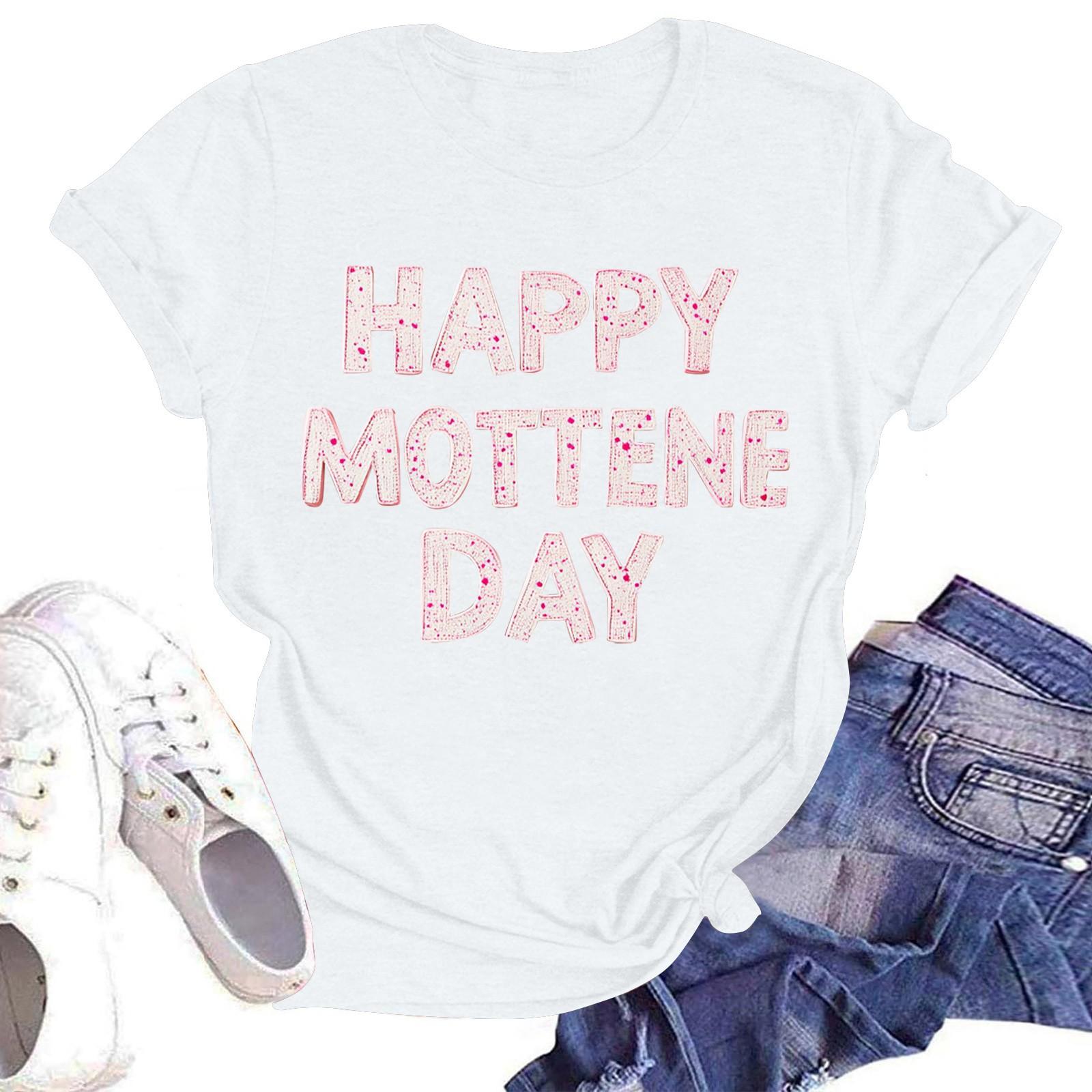 

Жіноча Повсякденна Мода Вуличний Приталений З Коротким Рукавом Футболка з Принтом до Дня Матері Топ XL білий