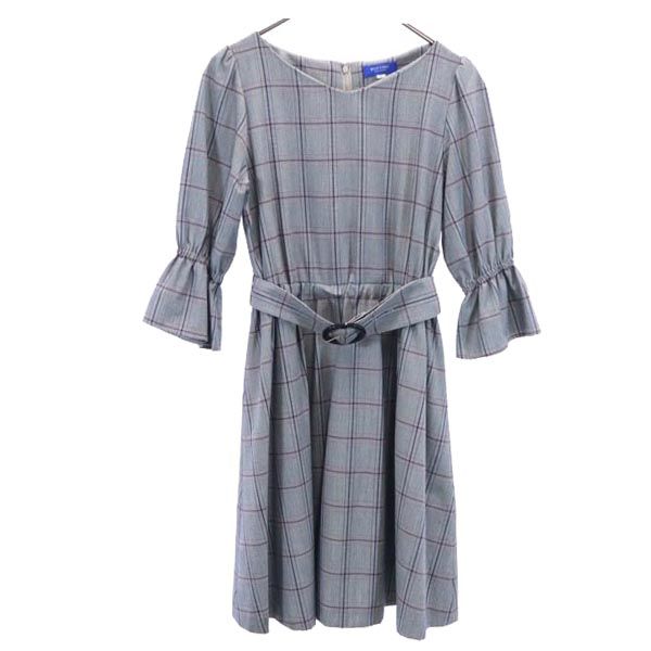 

BLUE LABEL CRESTBRIDGE Sanyo Shokai Check Pattern 7 minutes sleeve one piece Women Used