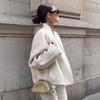 Apricot Colored Woolen Coat Women's Autumn And Winter Loose V-neck Jacket Top Women's Clothing