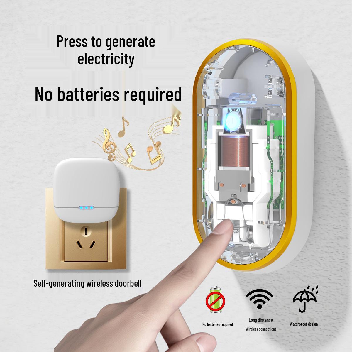 Boying C523 Smart Wireless Doorbell: Self-Powered, Waterproof, with Music & Flashing Alerts No